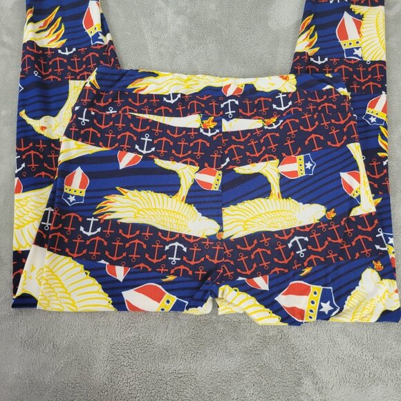 Fourth of July Lularoe Womens Leggings TC Tall Curvy Blue Red Eagles NOV112E - Picture 6 of 9